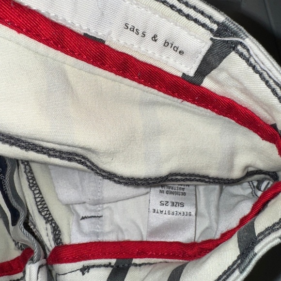 Sass and Bide Seeker State Striped Cropped Skinny Raw Hem Jeans Size 25 - Picture 5 of 8